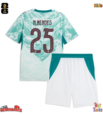 Portugal Nuno Mendes #25 Replica Away Stadium Kit for Kids World Cup 2026 Short Sleeve (+ pants)